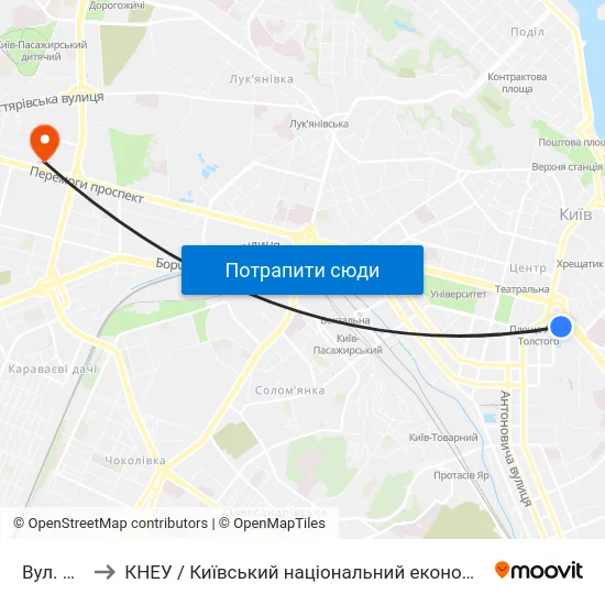 Вул. Басейна to КНЕУ / Київський національний економічний університет ім. В. Гетьмана map