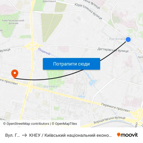 Вул. Герцена to КНЕУ / Київський національний економічний університет ім. В. Гетьмана map