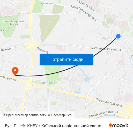 Вул. Герцена to КНЕУ / Київський національний економічний університет ім. В. Гетьмана map