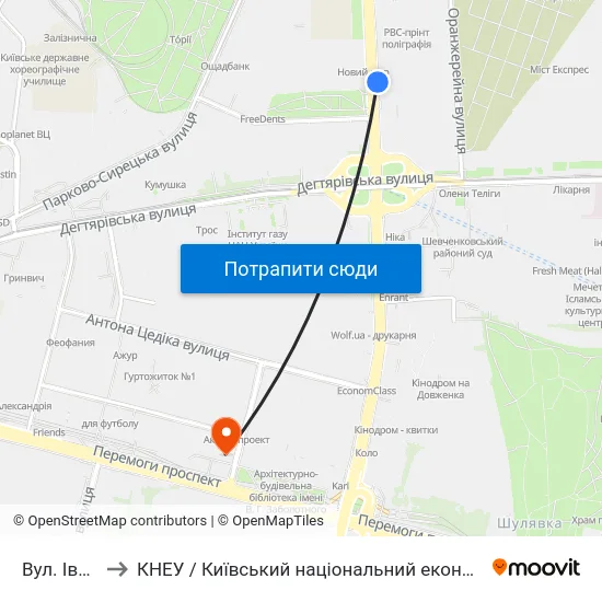 Вул. Івана Гонти to КНЕУ / Київський національний економічний університет ім. В. Гетьмана map