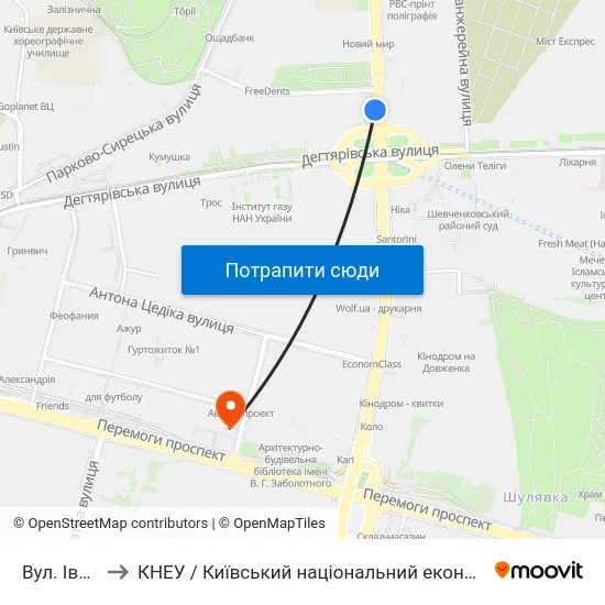 Вул. Івана Гонти to КНЕУ / Київський національний економічний університет ім. В. Гетьмана map