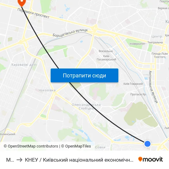 Мауп to КНЕУ / Київський національний економічний університет ім. В. Гетьмана map