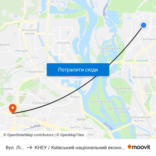 Вул. Лісківська to КНЕУ / Київський національний економічний університет ім. В. Гетьмана map