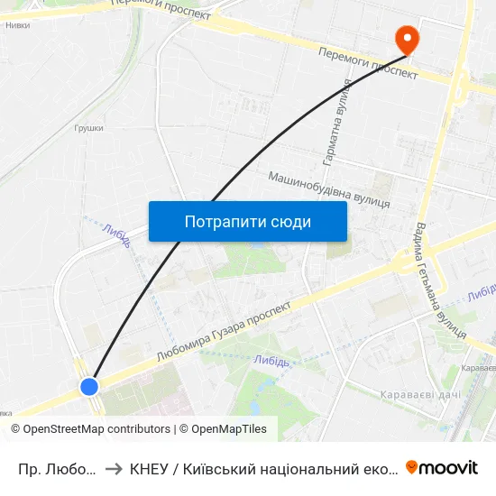 Пр. Любомира Гузара to КНЕУ / Київський національний економічний університет ім. В. Гетьмана map