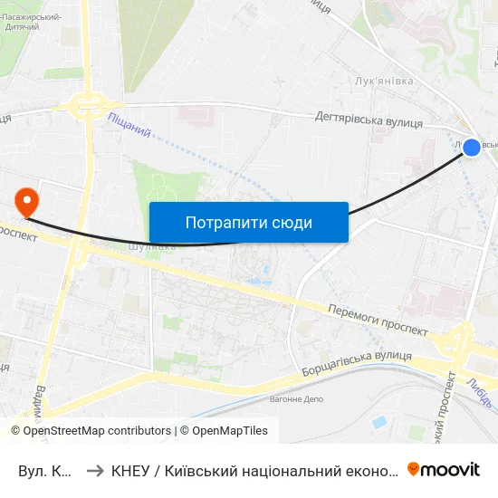 Вул. Коперника to КНЕУ / Київський національний економічний університет ім. В. Гетьмана map