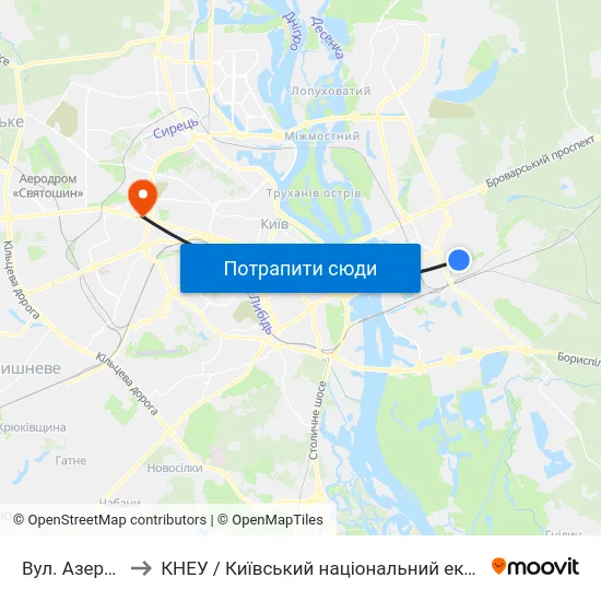 Вул. Азербайджанська to КНЕУ / Київський національний економічний університет ім. В. Гетьмана map