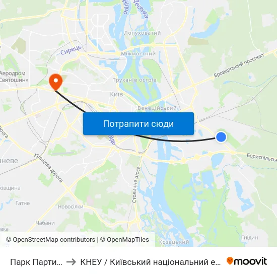 Парк Партизанської Слави to КНЕУ / Київський національний економічний університет ім. В. Гетьмана map