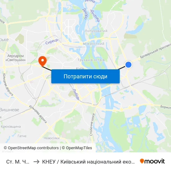 Ст. М. Чернігівська to КНЕУ / Київський національний економічний університет ім. В. Гетьмана map