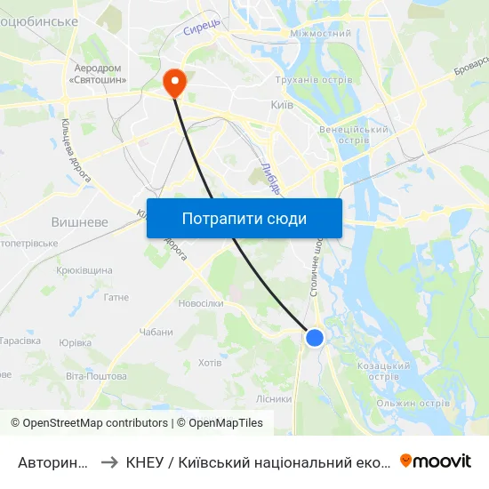 Авторинок Чапаєвка to КНЕУ / Київський національний економічний університет ім. В. Гетьмана map