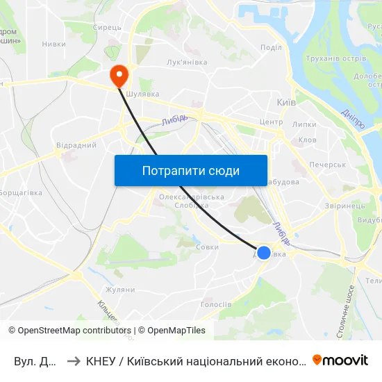 Вул. Деміївська to КНЕУ / Київський національний економічний університет ім. В. Гетьмана map