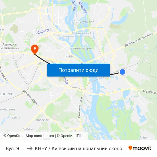 Вул. Ялтинська to КНЕУ / Київський національний економічний університет ім. В. Гетьмана map