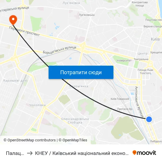 Палац Україна to КНЕУ / Київський національний економічний університет ім. В. Гетьмана map