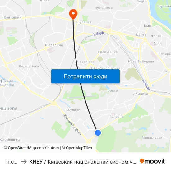 Іподром to КНЕУ / Київський національний економічний університет ім. В. Гетьмана map