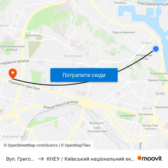 Вул. Григорія Сковороди to КНЕУ / Київський національний економічний університет ім. В. Гетьмана map