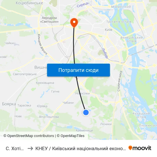 С. Хотів (Центр) to КНЕУ / Київський національний економічний університет ім. В. Гетьмана map