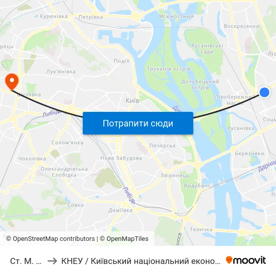 Ст. М. Дарниця to КНЕУ / Київський національний економічний університет ім. В. Гетьмана map