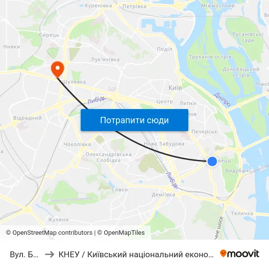 Вул. Бастіонна to КНЕУ / Київський національний економічний університет ім. В. Гетьмана map