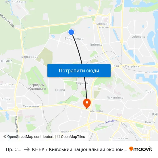 Пр. Свободи to КНЕУ / Київський національний економічний університет ім. В. Гетьмана map