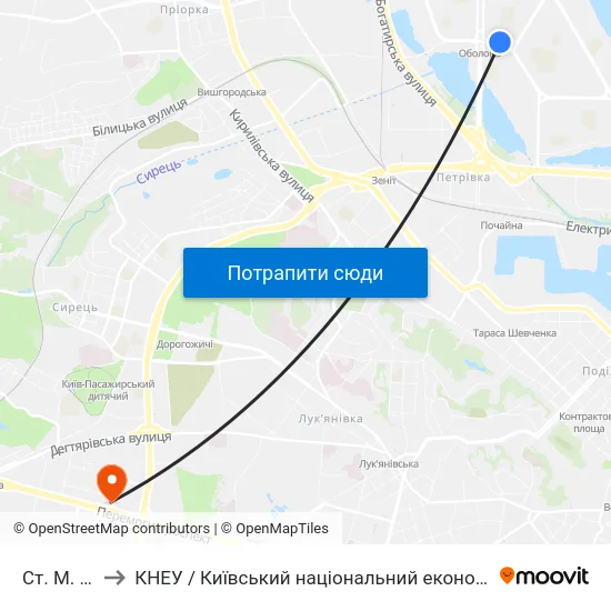Ст. М. Оболонь to КНЕУ / Київський національний економічний університет ім. В. Гетьмана map