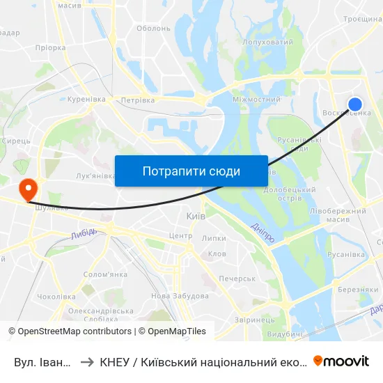 Вул. Івана Микитенка to КНЕУ / Київський національний економічний університет ім. В. Гетьмана map
