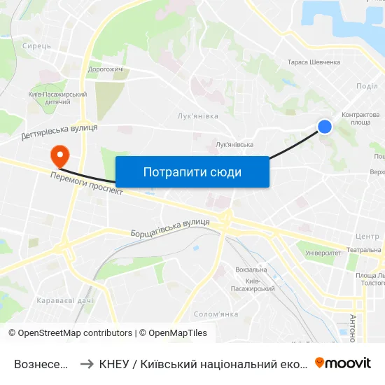 Вознесенський Узвіз to КНЕУ / Київський національний економічний університет ім. В. Гетьмана map