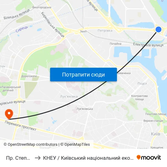 Пр. Степана Бандери to КНЕУ / Київський національний економічний університет ім. В. Гетьмана map
