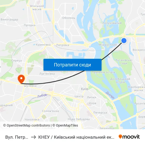 Вул. Петра Вершигори to КНЕУ / Київський національний економічний університет ім. В. Гетьмана map