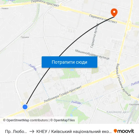Пр. Любомира Гузара to КНЕУ / Київський національний економічний університет ім. В. Гетьмана map