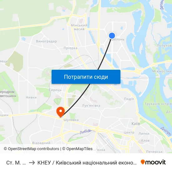 Ст. М. Мінська to КНЕУ / Київський національний економічний університет ім. В. Гетьмана map