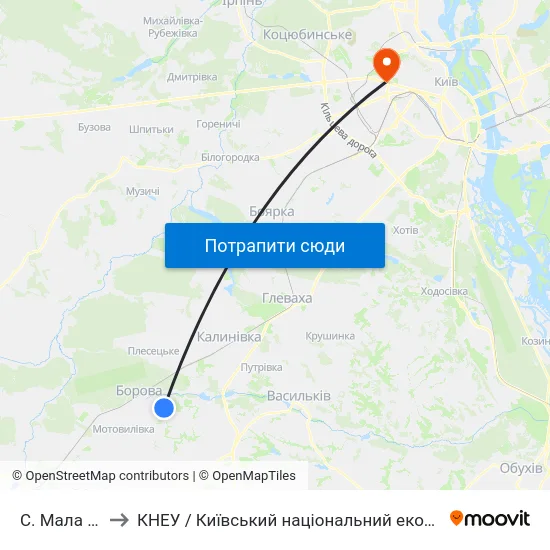 С. Мала Солтанівка to КНЕУ / Київський національний економічний університет ім. В. Гетьмана map