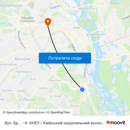 Вул. Бродівська to КНЕУ / Київський національний економічний університет ім. В. Гетьмана map