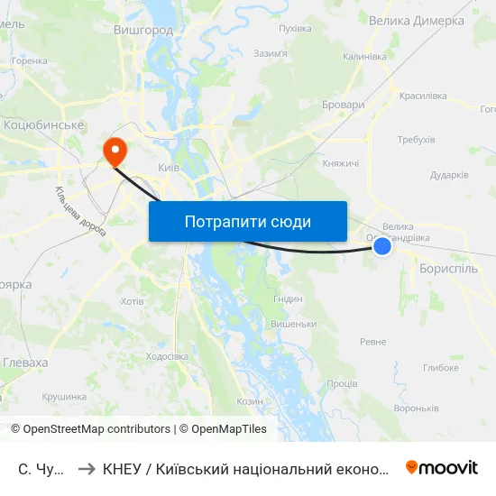 С. Чубинське to КНЕУ / Київський національний економічний університет ім. В. Гетьмана map