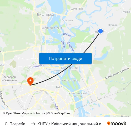 С. Погреби (Вул. Соборна) to КНЕУ / Київський національний економічний університет ім. В. Гетьмана map