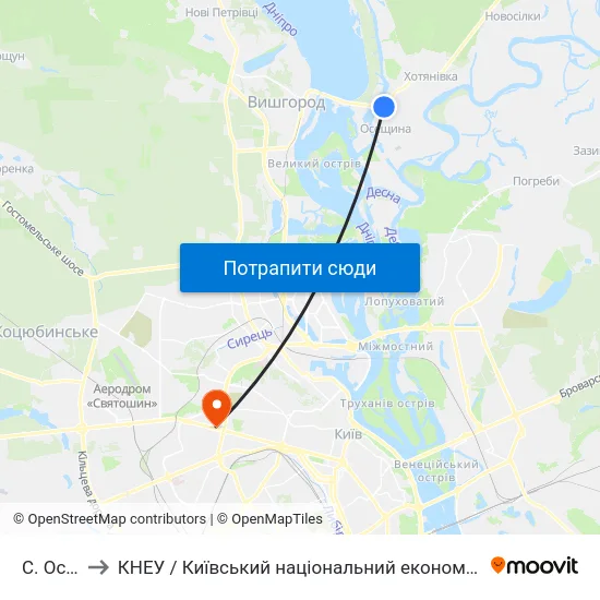 С. Осещина to КНЕУ / Київський національний економічний університет ім. В. Гетьмана map