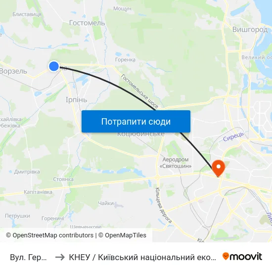 Вул. Героїв Майдану to КНЕУ / Київський національний економічний університет ім. В. Гетьмана map