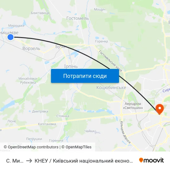 С. Мироцьке to КНЕУ / Київський національний економічний університет ім. В. Гетьмана map