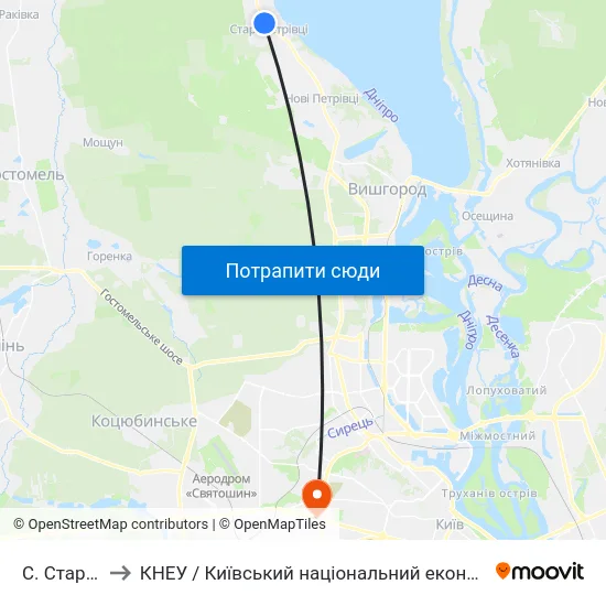 С. Старі Петрівці to КНЕУ / Київський національний економічний університет ім. В. Гетьмана map