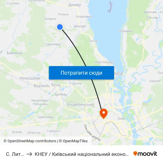 С. Литвинівка to КНЕУ / Київський національний економічний університет ім. В. Гетьмана map