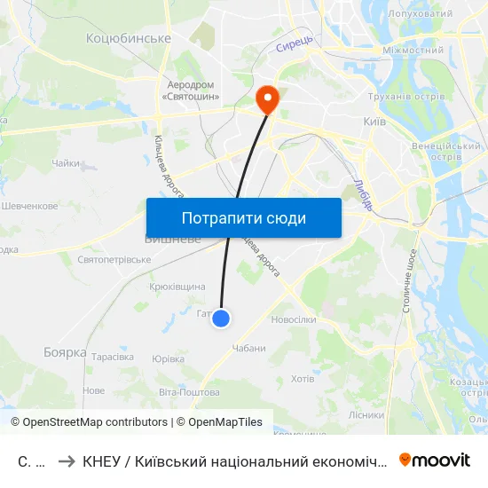 С. Гатне to КНЕУ / Київський національний економічний університет ім. В. Гетьмана map