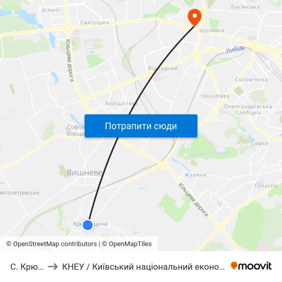 С. Крюківщина to КНЕУ / Київський національний економічний університет ім. В. Гетьмана map