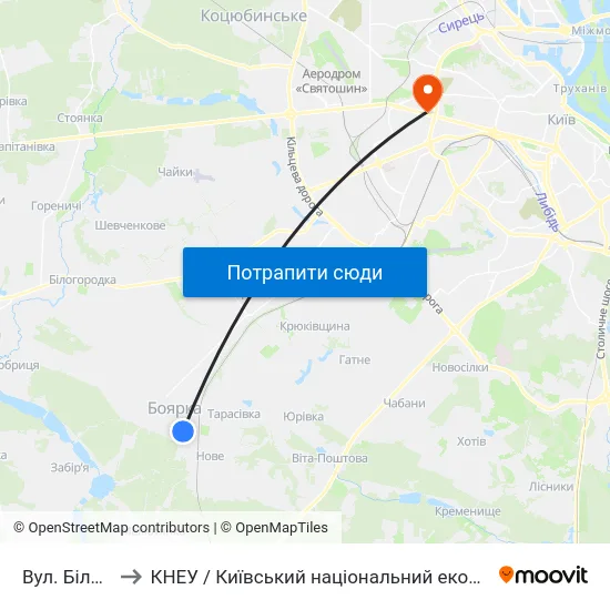 Вул. Білогородська to КНЕУ / Київський національний економічний університет ім. В. Гетьмана map