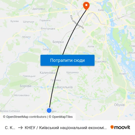 С. Кодаки to КНЕУ / Київський національний економічний університет ім. В. Гетьмана map