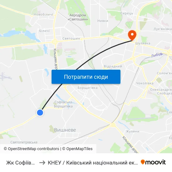 Жк Софіївський Квартал to КНЕУ / Київський національний економічний університет ім. В. Гетьмана map