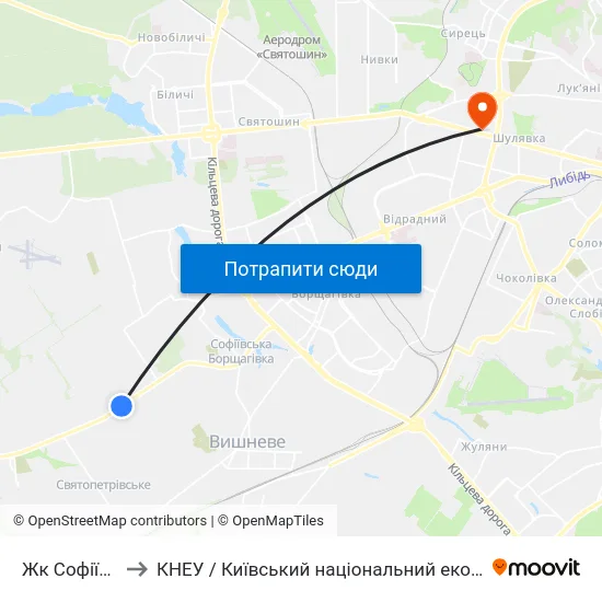 Жк Софіївська Сфера to КНЕУ / Київський національний економічний університет ім. В. Гетьмана map