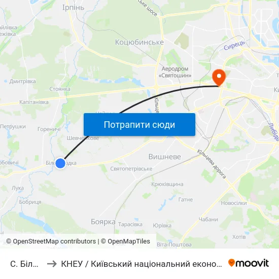 С. Білогородка to КНЕУ / Київський національний економічний університет ім. В. Гетьмана map