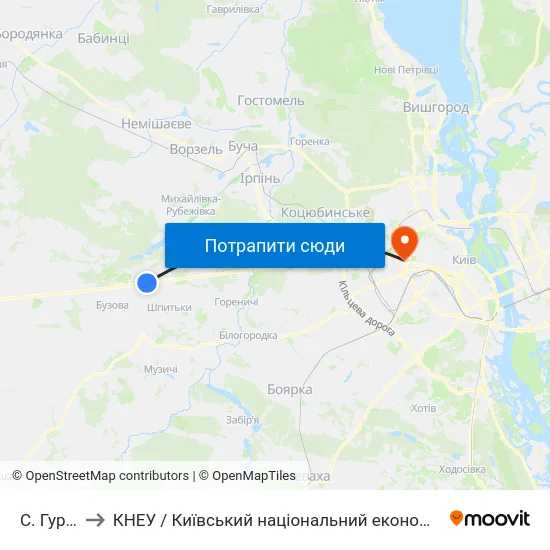 С. Гурівщина to КНЕУ / Київський національний економічний університет ім. В. Гетьмана map