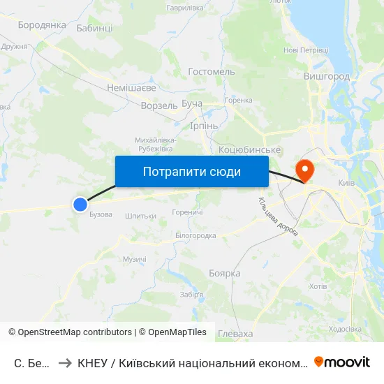 С. Березівка to КНЕУ / Київський національний економічний університет ім. В. Гетьмана map