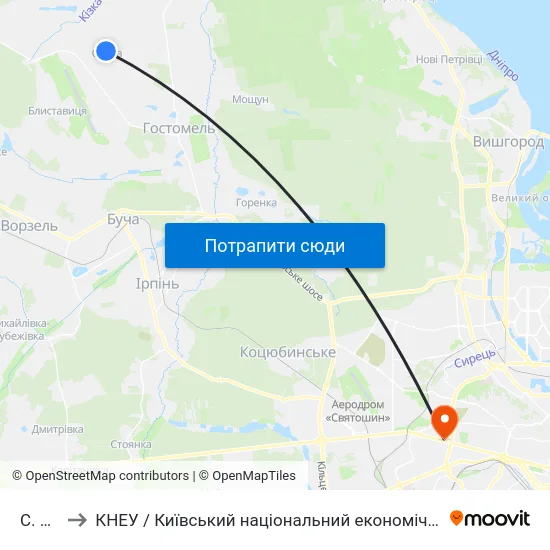 С. Озера to КНЕУ / Київський національний економічний університет ім. В. Гетьмана map