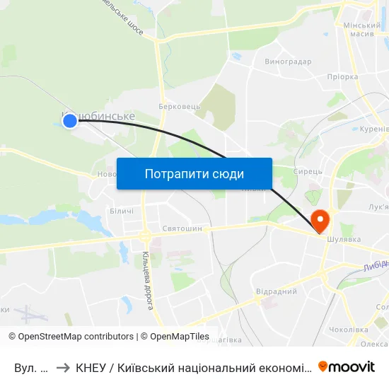 Вул. Лісова to КНЕУ / Київський національний економічний університет ім. В. Гетьмана map