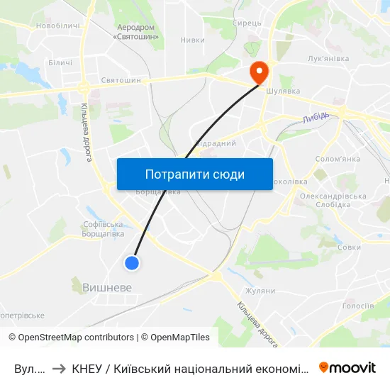 Вул. Миру to КНЕУ / Київський національний економічний університет ім. В. Гетьмана map